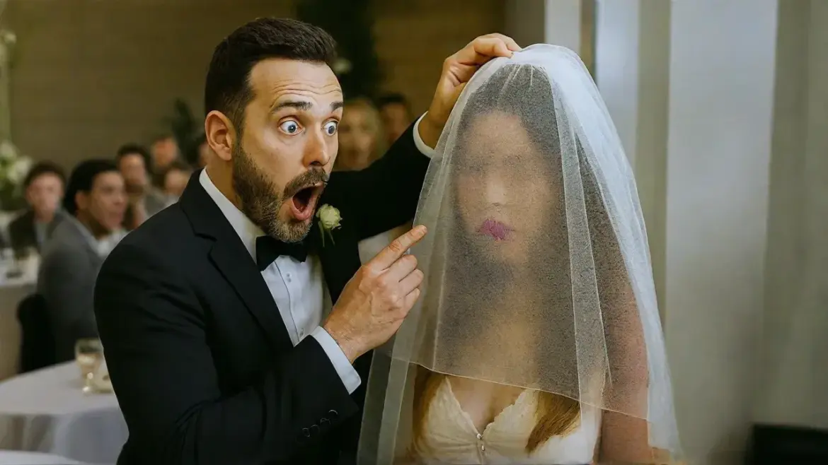 At the wedding venue, the groom approached the bride – lifted the veil and paled when he saw her FACE! The guests froze, realizing WHAT was happening…