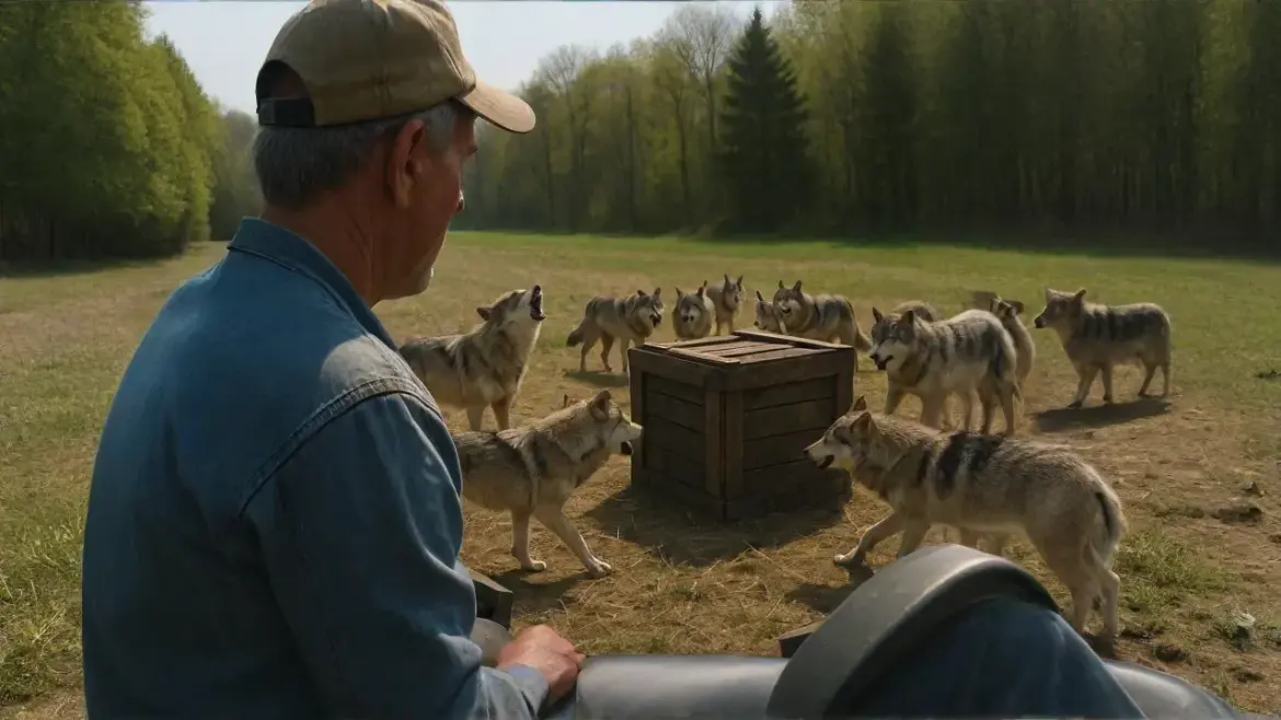 When a Farmer Was Plowing His Field, He Spotted a Wolf Pack Circling a Strange Wooden Crate… What He Saw Inside Left Him Speechless!